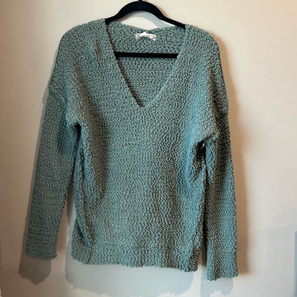 Mint colored popcorn sweater